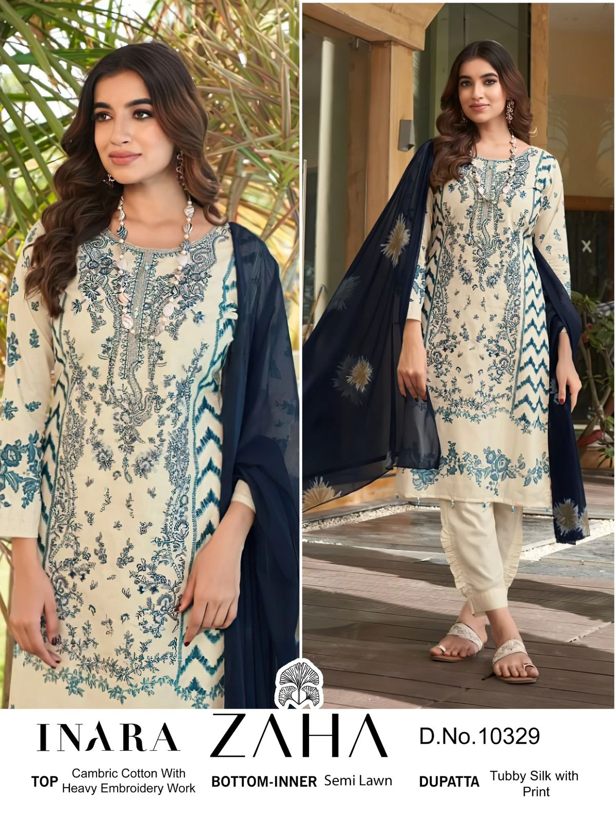 Zaha Inara Vol 1 Pure Cambric Cotton Wholesale Pakistani Salwar Suit Catalog — Wholesale Salwar Suits, MPA wholesale from Surat - Gallery Image 8